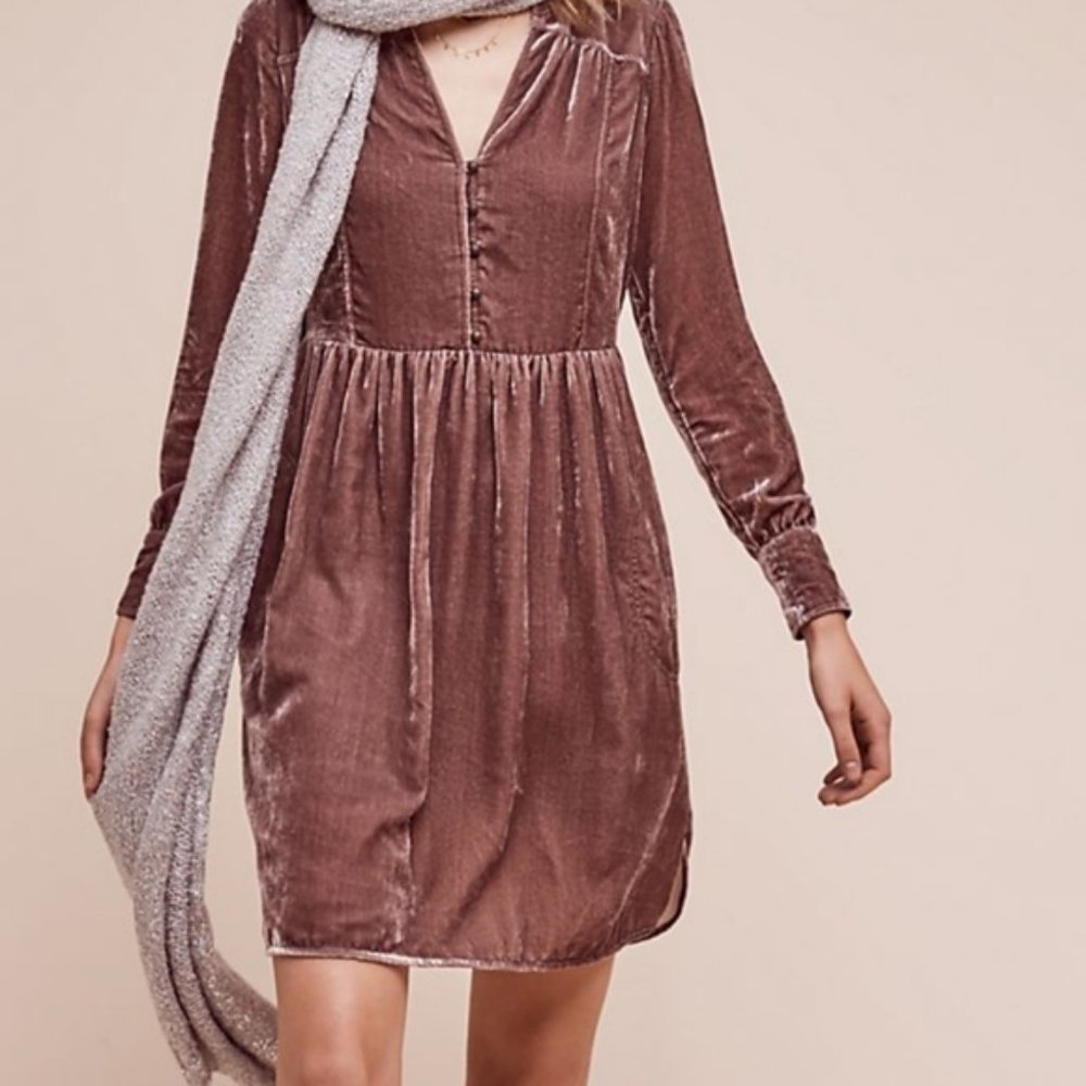 Anthropologie Holding Horses crushed velvet shirt dress